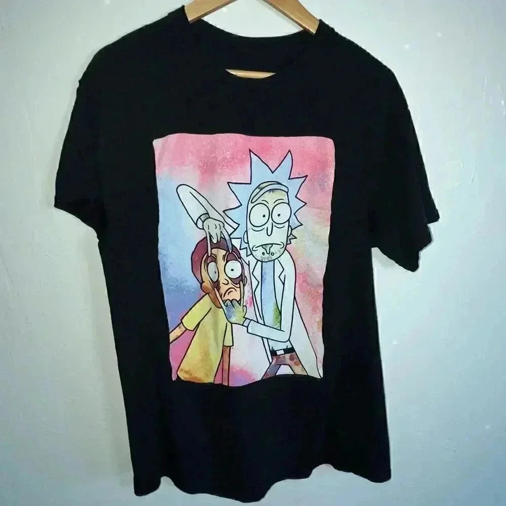 Rick and Morty Adult Swim Men's Black Graphic T-Shirt‎ Size Large